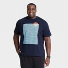 Men's Big & Tall Printed Standard Fit Short Sleeve Crewneck T-shirt - Goodfellow & Co Navy/sun