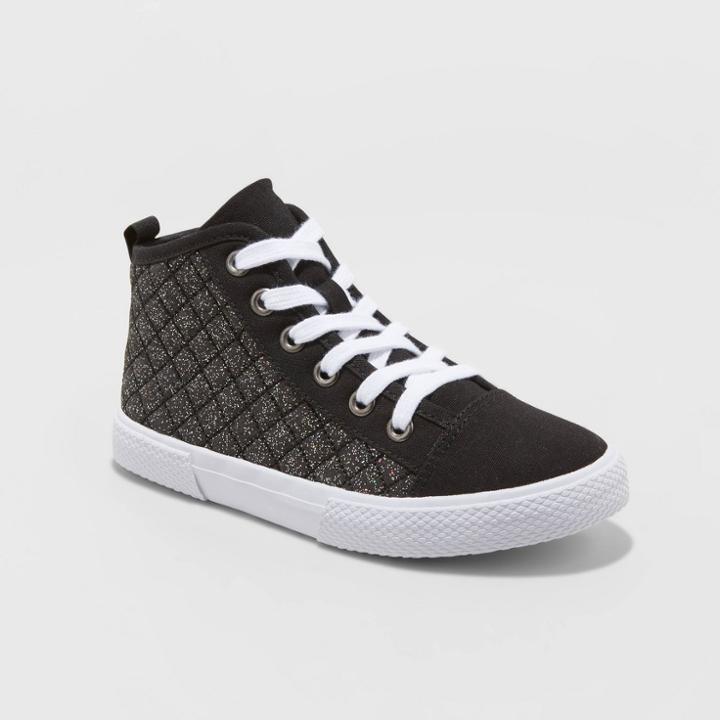 Girls' Alithia Glitter High Top Sneakers - Cat & Jack Black