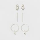 Cubic Zirconia Stud, Open Circle And Bar Earring Set 3ct - A New Day