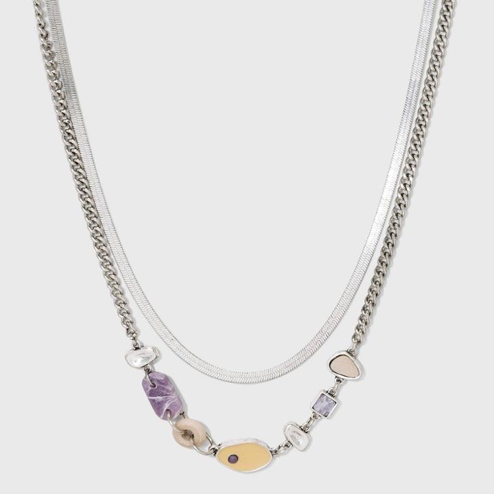 Semi-precious Multi-strand Chain Necklace - Universal Thread Purple