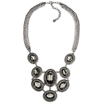 Capsule By Cara Capsule By C?ra Short Statement Necklace With Black Stones - Hematite