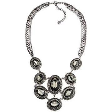 Capsule By Cara Capsule By C?ra Short Statement Necklace With Black Stones - Hematite