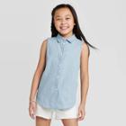 Girls' Sleeveless Denim Top - Cat & Jack Light Wash Xs, Girl's, Blue