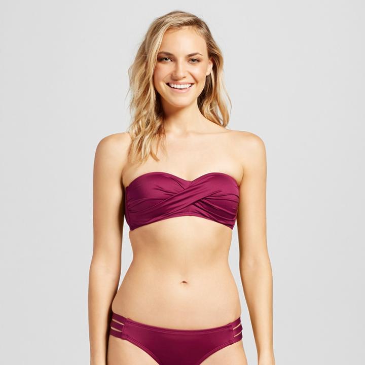 Women's Molded Cup Twist Bandeau Bikini Top - Mossimo Deep Red