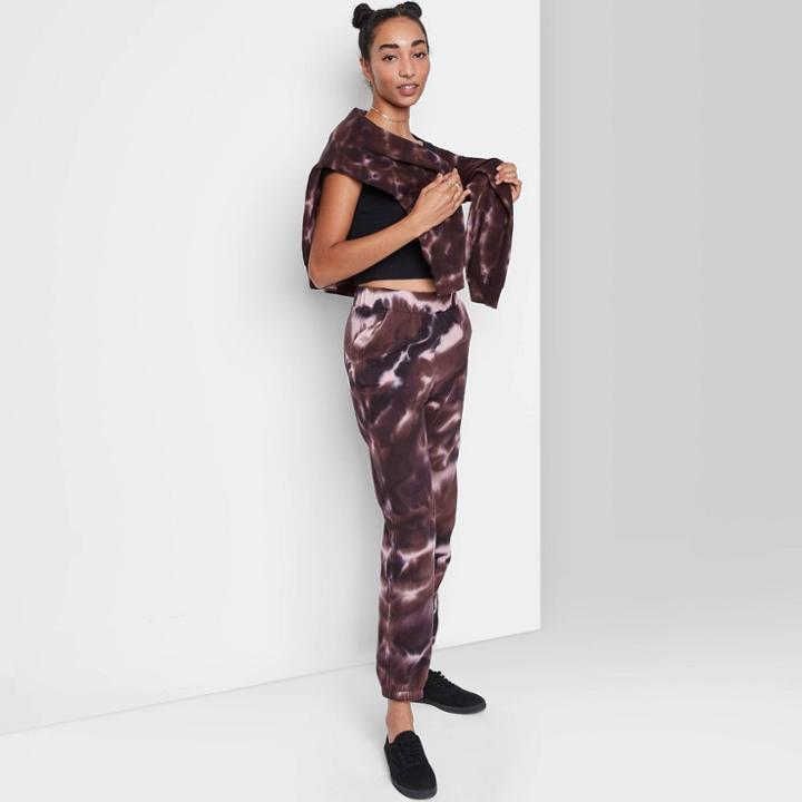 Women's High-rise Vintage Jogger Sweatpants - Wild Fable Burgundy Tie-dye Xxl, Red Tie-dye