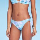 Women's Side-tie Cheeky Bikini Bottom - Shade & Shore Blue Floral Print