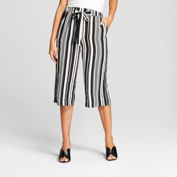Women's Wide Leg Striped Culotte Pants - Alison Andrews White/black