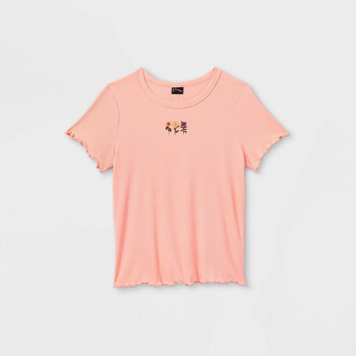 Girls' Embroidery Short Sleeve T-shirt - Art Class Pink