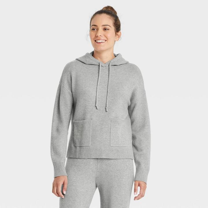 Women's Crewneck Hooded Pullover Sweater - A New Day Gray
