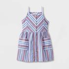 Toddler Girls' Striped Button-front Dress - Cat & Jack Red/blue