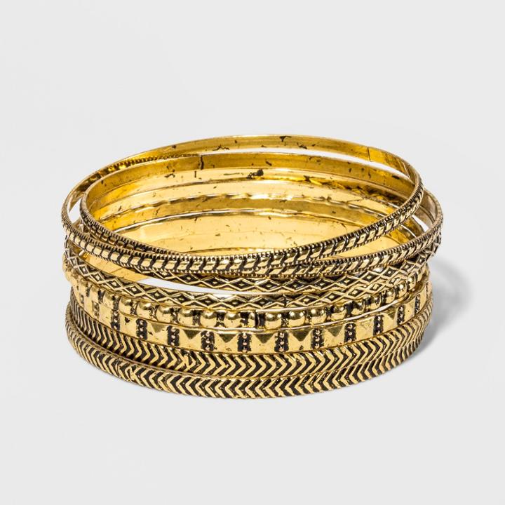 Target Eight Piece Textured Bangle Set Bracelet - Gold
