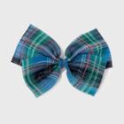 Plaid Organza Bow Barrette - Wild Fable Green