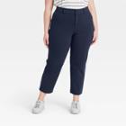 Women's Plus Size Ankle Length Ponte Pants - Ava & Viv Navy