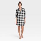 Women's Perfectly Cozy Plaid Flannel Nightgown - Stars Above Black