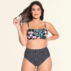 Women's Slimming Control Square Neck Bikini Top - Beach Betty By Miracle Brands Black Floral
