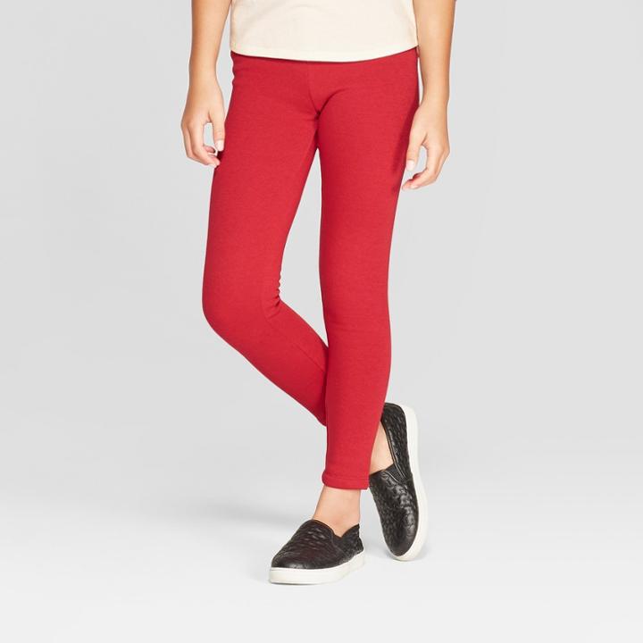 Girls' Cozy Fleece Leggings - Cat & Jack Red