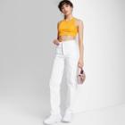 Women's Super-high Rise Frayed Seam Straight Jeans - Wild Fable White