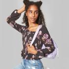 Women's Floral Print Long Sleeve Smocked Top - Wild Fable Black S,