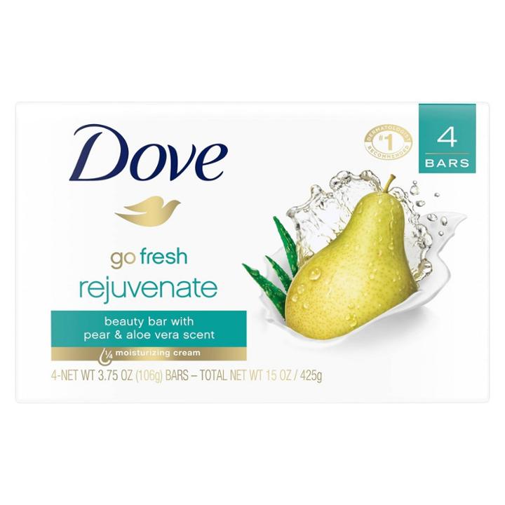 Dove Beauty Dove Go Fresh Rejuvenate Pear & Aloe Vera Beauty Bar Soap - 4pk
