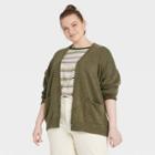 Women's Plus Size Button-front Grandpa Cardigan - Universal Thread Olive Green