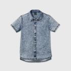 Petiteboys' Short Sleeve Acid Wash Button-down Shirt - Art Class Indigo