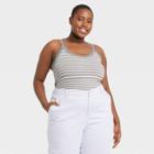 Women's Plus Size Striped Cami - A New Day Gray