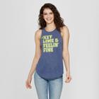 Women's Key Lime And Feeling Fine Graphic Tank Top - Awake Navy