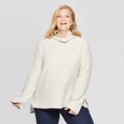 Women's Plus Size Long Sleeve Mock Turtleneck Pullover Sweater - Ava & Viv Cream 2x, Women's, Size: