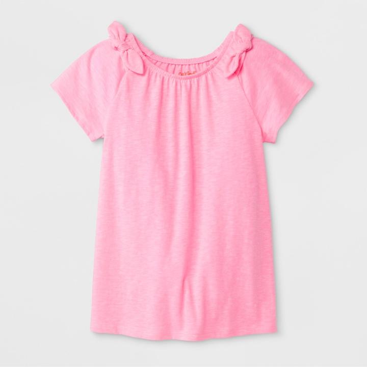 Girls' Cap Sleeve Knit Tie Top - Cat & Jack Pink