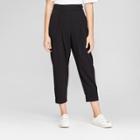 Women's Pleated Ankle Length Peg Leg Trouser - Prologue Black