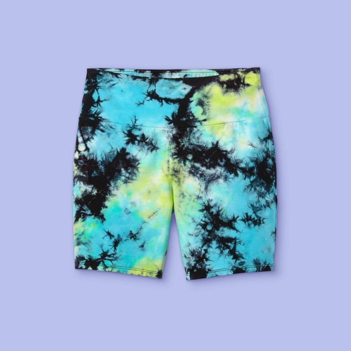 Girls' Tie-dye Bike Shorts - More Than Magic Aqua/lime