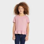 Girls' Short Sleeve Peplum T-shirt - Cat & Jack Rose Pink