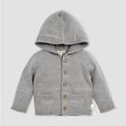 Burt's Bees Baby Baby Girls' Organic Cotton Sweater Knit Hooded Cardigan - Gray