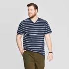 Men's Big & Tall Striped Novelty V-neck T-shirt - Goodfellow & Co Blue Beam
