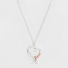 No Brand Mom Heart Design Two Tone Necklace - Silver, Women's, Pink