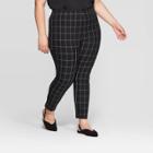 Women's Plus Size Plaid Skinny Ankle Pants - A New Day Black/white