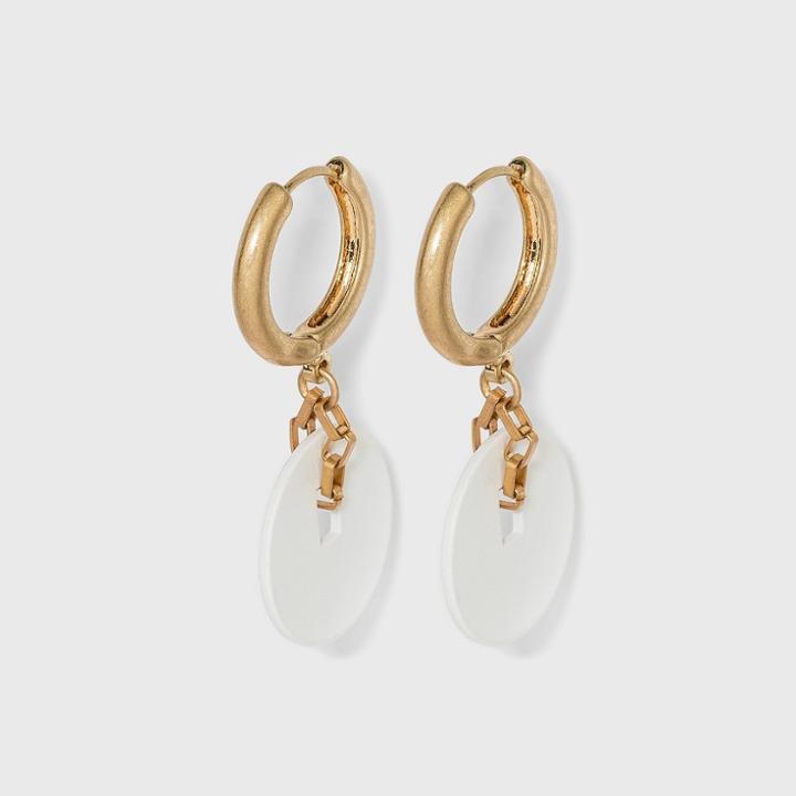 Flat Disc Charm Hoop Earrings - Universal Thread Ivory