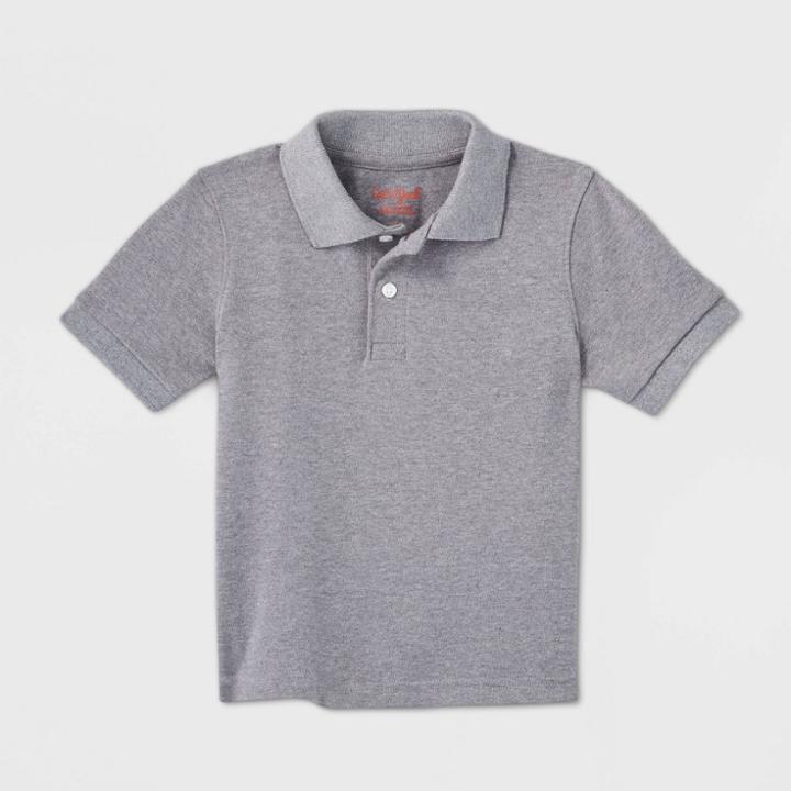 Petitetoddler Boys' Short Sleeve Interlock Uniform Polo Shirt - Cat & Jack Gray