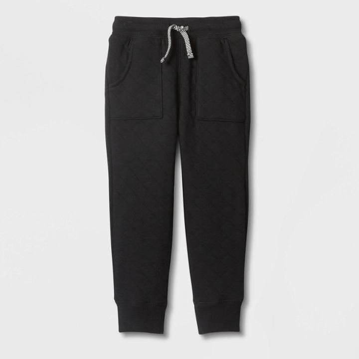 Toddler Boys' Quilted Knit Jogger Pull-on Pants - Cat & Jack Black