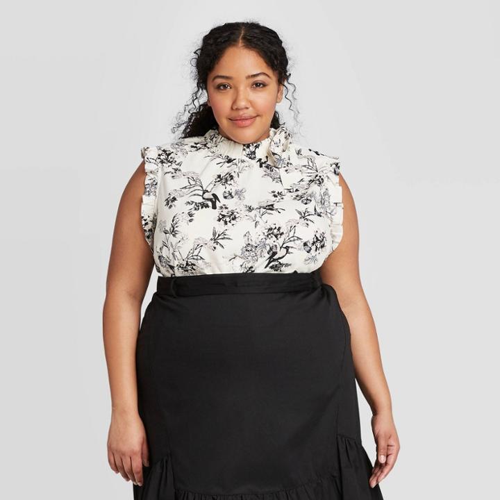 Women's Plus Size Floral Print Tank Top - Who What Wear Cream 1x, Women's, Size: