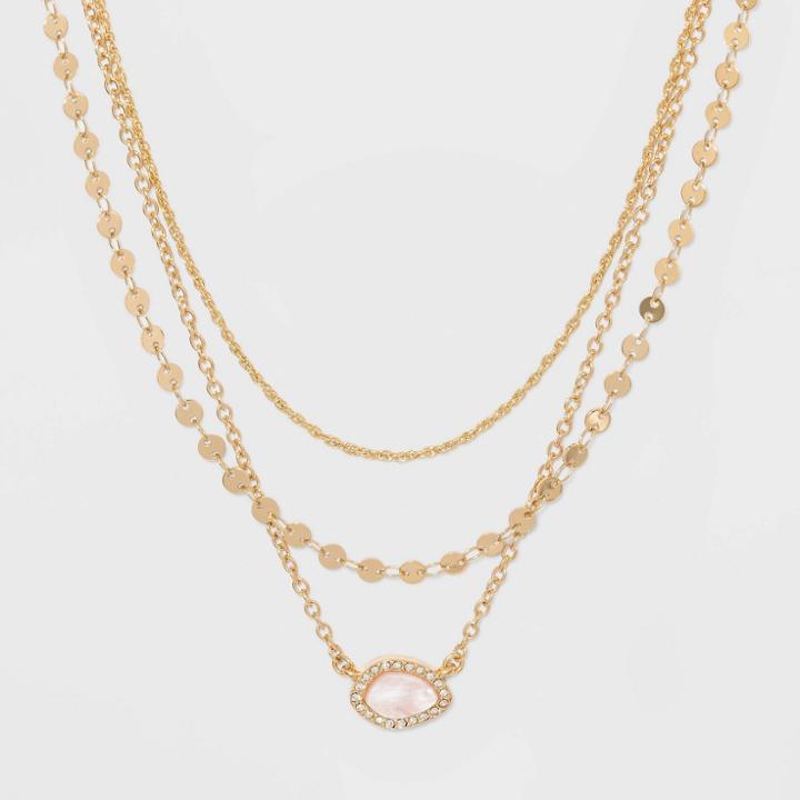 Sugarfix By Baublebar Coin Bead Pre-layered Pendant Necklace - Blush, Women's, Pink