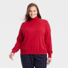 Women's Plus Size Lightweight Turtleneck Pullover Sweater - A New Day Red