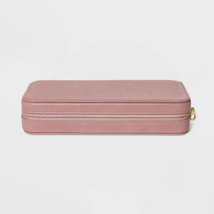 Faux Leather Large Jewelry Travel Case Organizer - A New Day Rose, Pink