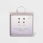 Silver Plated Semi-precious Stud Earring Set 3pc - A New Day Black Agate