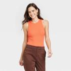 Women's Ribbed Tank Bodysuit - A New Day Orange