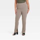 Women's Plus Size High-waisted Split Hem Leggings - A New Day Brown