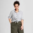 Women's Plus Size Striped Long Sleeve Button-up Shirt- Who What Wear Black/white 3x, Black/white