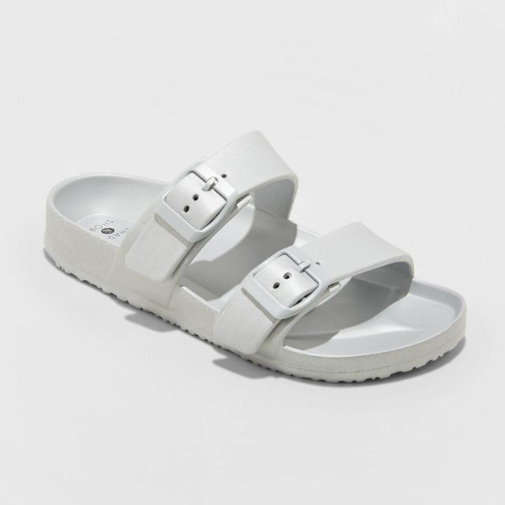 Women's Neida Wide Width Eva Two Band Flip Flop Sandals - Shade & Shore Silver 5w, Women's,