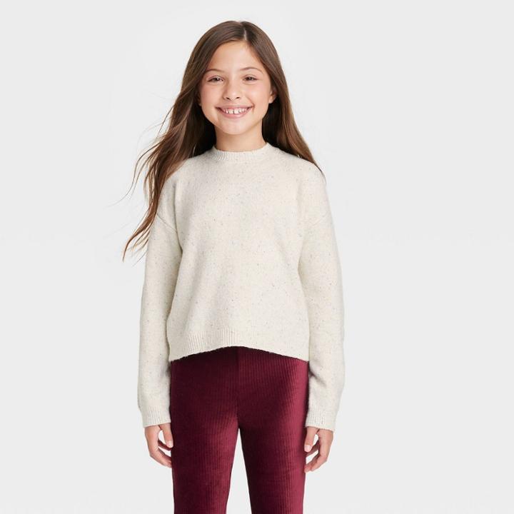 Girls' Pullover Sweater - Cat & Jack Cream