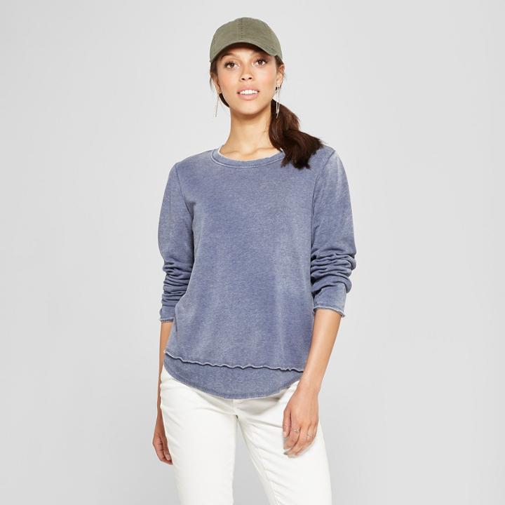 Women's Long Sleeve Raw Edge Pullover - Grayson Threads (juniors') Dark Blue M,